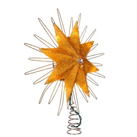 Kurt S. Adler 12-Inch 10-Light 8-Point Capiz Gold Star Treetop Tree Topper, Multi