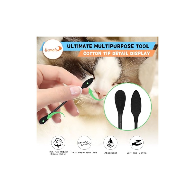 XL Black Thick Cotton Swabs Pointed Precision - 750 Count