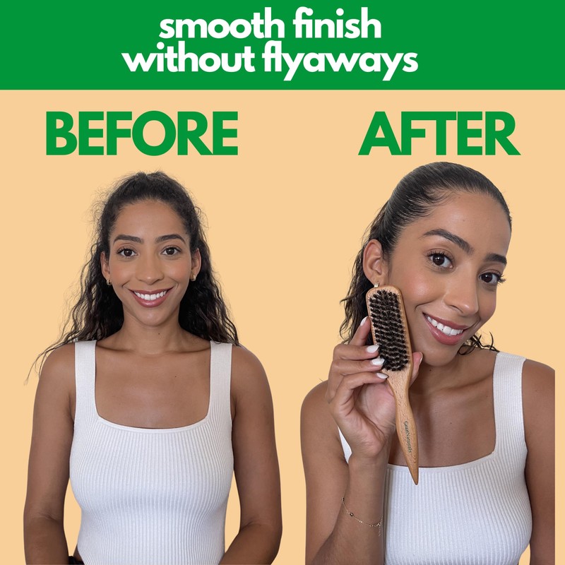 GranNaturals Boar Bristle Slick Back Hair Brush for Sleek Ponytail