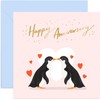 Old English Co. Happy Anniversary Cute Penguin Card - Romantic
