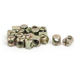 sourcingmap M6 x 10mm Cross Dowel Slotted Metal Barrel Nuts 20PCS for Furniture Bed Chair