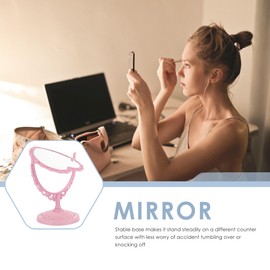 FOMIYES Espejo de maquillaje con forma de corazón: 2 espejos con forma de corazón, espejo de escritorio, espejo de pared, espejo de tocador para dormitorio, baño, para niñas y mujeres.