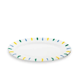 GMUNDNER KERAMIK Oval Plate Size: L 21 cm x W 14 cm x H 2.1 cm Colourful Flamed Crockery Handmade in Austria
