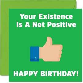 Funny Birthday Cards for Men Women - Your Existence - Joke Happy Birthday Card for Friend Family Colleagues, Banter Birthday Gifts, 145mm x 145mm Rude Greeting Cards for Him Her
