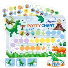 WERNNSAI Potty Training Chart - Dinosaur Toilet Training Reward Chart with 270 Potty Stickers Crown Pink Sticker for Boys Toddler Kids Ideal Gift Birthday