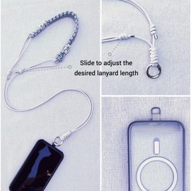Katsia CordEz Hand-Crafted Adjustable Paracord Phone Lanyard Strap with 2 Strap Cards (White Flower/Light Blue)