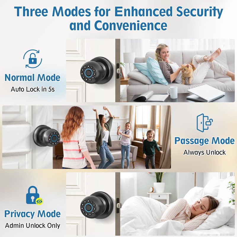 Anweller Smart Fingerprint Door Lock,Fingerprint Door Knob with Keypad,Electrionic Biometric