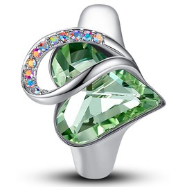 Leafael Infinity Love Heart Rings for Women with Birthstone Crystal, Women's Adjustable Engagement Ring, Allergy-Free Jewelry Gifts for Women, Silver-Tone Wedding Band or Promise Ring with Open End