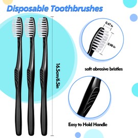 Tessco 500 Pcs Disposable Toothbrushes Individually Wrapped Soft Bristle Tooth Brush Set Travel Toothbrushes Bulk for Adults Kids Oral Hygiene Dental Care Camping Guestroom School Hotel (Black)