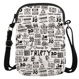 30th Birthday Gift for Women Happy 30th Birthday Gift Cheers To Thirty Anniversary Birthday Party Present Crossbody Bag (Thirty CR CA)