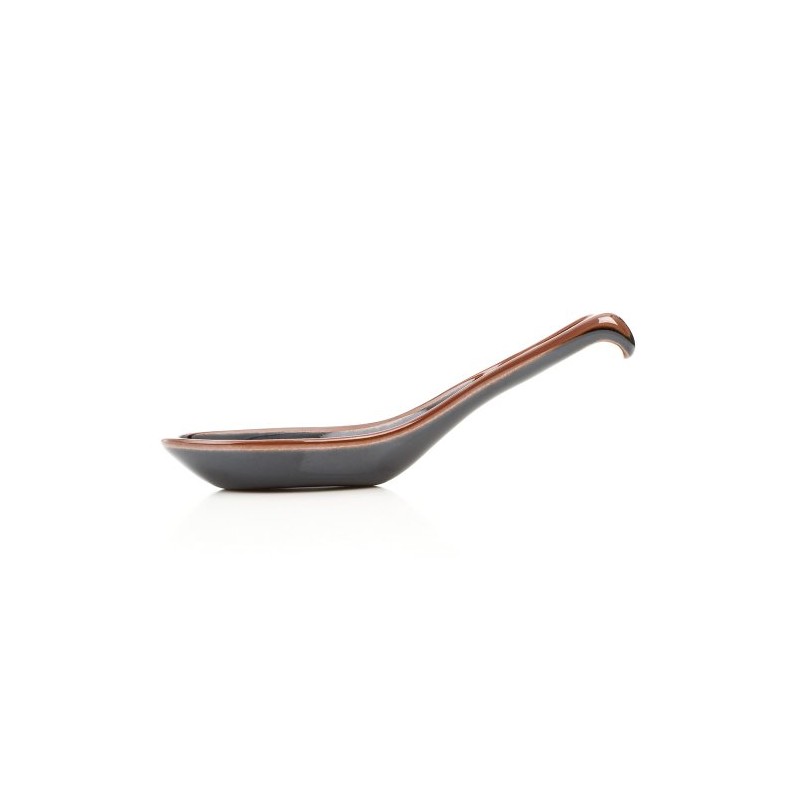Japanese Black Tenmoku Glazed Ceramic Ramen & Soup Spoon