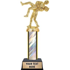 Crown Awards 11" Male Wrestling Trophies, Double Male Wrestling Throw Trophy with Customized Engraving