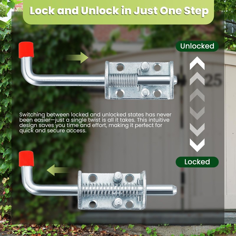 AMGSH Metal Lock Barrel Bolt Spring Loaded Locking Latch 165MM(6.5Inch),