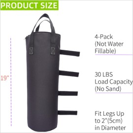 Nadrocene Zipper Top Sand Bags for Canopy Legs (120LBS Load Capacity, Without Sand) Sand Bags for Weight - Sandbags for Gazebo Legs, Pop Up Canopy Tent Weights - Canopy Weight Bags, Set of 4