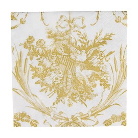 Caspari Romantic Toile Gold Boxed Cocktail Napkins - 40 Per Box