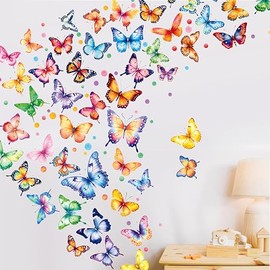 230+ PCS Large Butterfly Wall Decals, Self-Adhesive Vinyl Butterfly & Dot Stickers Unique Design Safe for Wall, Window, Door, Room Decor