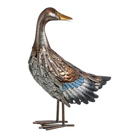 Dehner Decorative Figurine Duck Garden Decoration Frost Resistant Decorative Item Indoor / Outdoor Approx. 30 x 44 x 16 cm Metal Silver / Brown