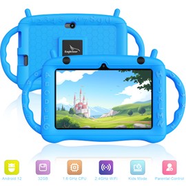 EagleSoar Kids Tablet Android 12 Tablet for Kids 7 inch Toddler Tablet with Parental Control Kids APP Pre-Installed 32GB GMS Certified WiFi Dual Camera Eye Protection Children Tablet with Case (Blue)