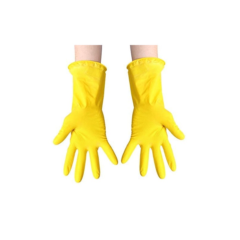 ADULTS YELLOW LATEX SAFETY GLOVES X12 PAIRS - INDUSTRIAL HYGIENIC