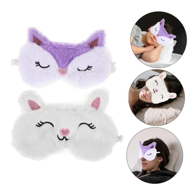 FOMIYES Cute Animal Plush Eye Masks Fox Rabbit Sleep Masks