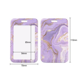 Jagowa Lanyard with Hard Card Case Marble Grain Name Badges ID Card Badge Holder Neck Strap Card Case(Purple)