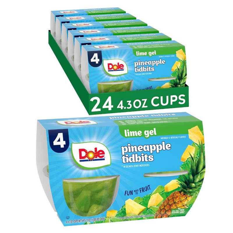 Dole Fruit Bowls Pineapple in Lime Flavored Gel Snacks, 4oz