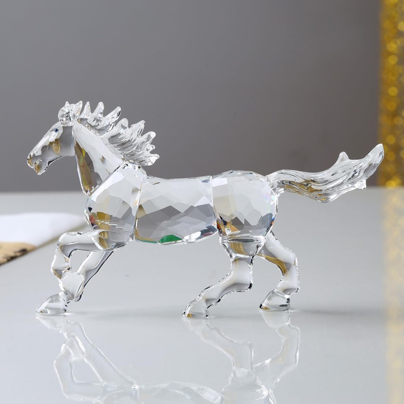 Crystal Horse Realistic Animal Art Figurine Collection Table top Ornament