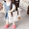 Mos kevin Miniature Canvas Tote Bag with Leather Handles, White,