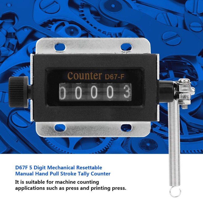 Mechanical Counter, D67F 5 Digit 0-99999 Mechanical Resettable Manual Hand