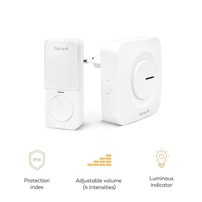 Garza - Wireless Kinetic Doorbell with 1 Push Button +
