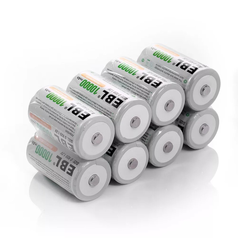 EBL D Cell Size NIMH Rechargeable Batteries 1.2V Battery +