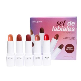 Picopico Set de 5 Labiales 3 en 1 La Familia  Labios, Mejillas y Párpados                                                                             