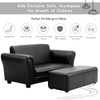 Costzon Children Sofa w/Footstool, 32.5‘’x16.5‘’x16‘’ Upholstered Couch, Sturdy Wood Construction,
