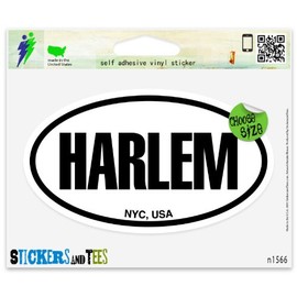Harlem NY New YorkC USA Oval Car Sticker Indoor Outdoor 5" x 3"