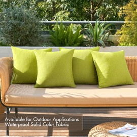 MIULEE Pack of 4 Decorative Outdoor Throw Pillow Covers Linen Waterproof Pillow Covers Farmhouse Cushion Cases for Patio Garden Tent Balcony Couch Sofa 18x18 inch Grass Green