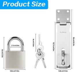 2 Set Stainless Steel Padlock Hasp, Door Hasp Latch Locks, Padlock Latch Gate Door Locks Hasp Latches, Heavy Duty Hasp Lock Latch with Lock Key for Cabinet Closet Shed Door Lock Hasp Latch Catch, 5"