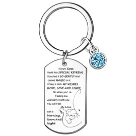 Hgreiwgk Son Keyring Son Gifts Son Birthday Gifts from Dad Mum Inspirational Gifts Christmas Graduation Keychain Gifts for Son Men Boys Elephant Family Keychains Son Jewellery Gift
