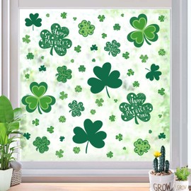 St Patricks Day Window Clings for Glass Window - 8 Sheets 108 Pcs Reusable Shamrock Window Stickers Spring Window Decals for St Patricks Day Decorations for Kids School Home Office Décor