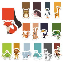 KOIROI Magnetic Bookmarks, Pack of 30 Bookmarks for Children, Animals, Children, Magnetic Bookmarks, Space, Football, Dinosaurs, Transport, Magnetic Bookmarks for Boys, Girls (Animals)