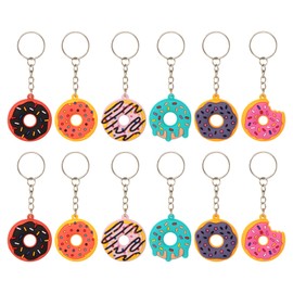 Honbay 12PCS PVC Sweet Donut Keychain Lightweight Desserts Food Keyrings Decorative Backpack Keyfob for Bag Purse Wallet Cellphone (6 Color)