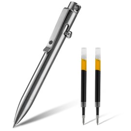 KeyUnity KP03ST Bolt Action Pen with Clip, Titanium Alloy EDC Pocket Pen Retractable Metal Ballpoint Pen for Everyday Carry