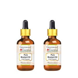 Greenwood Essential Pure Mustard Oil (Brassica juncea) with Two Glass Droppers Cold Pressed (Pack of Two) 10ml X 2 (0.66 oz)