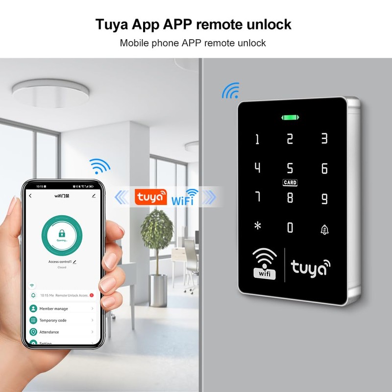 jasugKEY WiFi Smart Access Controller, IP68 Waterproof RFID Keypad, Tuya