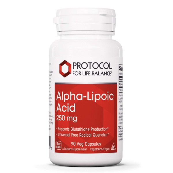 Protocol Alpha-Lipoic Acid 250mg - ALA - Glutathione Production Supplement - 90 Veg Caps