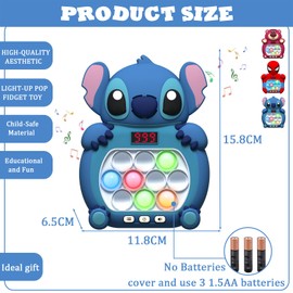 Light Up Pop it Game Quick Push Bubbles Game,Stitch Handheld Fast Speed Pushing Game,Electronic Poppet Game Sensory Fidget Toy,Pop Controller Popping Game Puzzle Pop Game for Kids Xmas Birthday Gifts