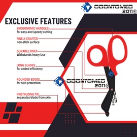 OdontoMed2011 Pack of 3 Shears First Aid Emergency Bandage Paramedic Nursing Scissor 7.25" Fluoride Coated (Red + Yellow + Pink) 7 1/4" EMT Utility Shears Scissors