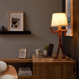 HROOME Fun Desk Lamp for Kids Bedside Bedroom - Creative Swing Arm Modern Unique Reading Wood Table Light for Living Room Girls Boys Quirky Gift - Oran Orange, Bulb Included
