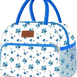 Coobiiya Large Capacity Reusable   Cooler   for Women and Men for Work/Office/Picnic/Travel/School Lunch Bag Durable lunch bag women lunch bags women nurse lunch bag work lunch bag TikTokShopBacktoSchool:_Blue Daisy