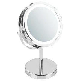 iDesign Lighted Free Standing Vanity Makeup Mirror for Bathroom Countertops - Chrome, 10" Inch