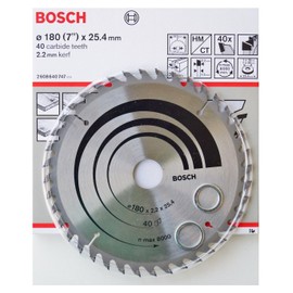 Bosch Circular Saw Blade HM CT 180 x 25.4 mm with 2 Reducing Rings to 19 and 20 mm 40 Teeth 2608640747